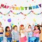 2 Pcs 118 Inch Pre Strung Happy Birthday Felt Fabric Banner with Garland Reusable Natural Handmade Letters & Balls for Party Decor(Rainbow Color)